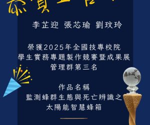 2025年全國技專校院學生實務專題製作競賽暨成果展管理群第三名